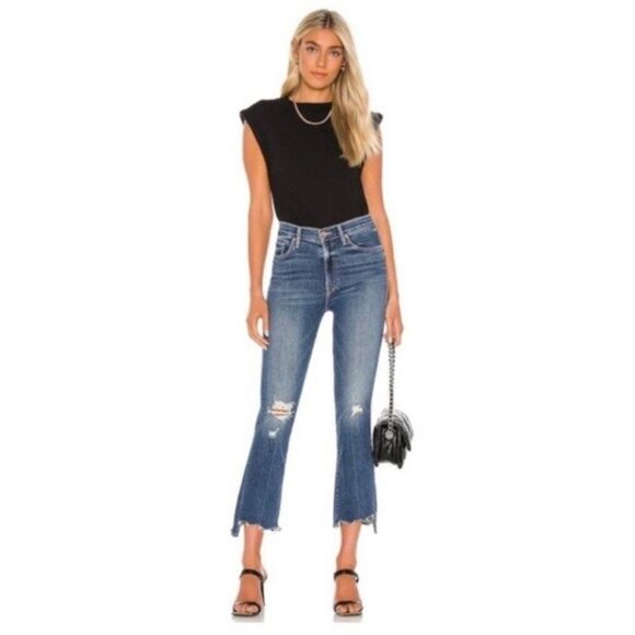 MOTHER The Insider Crop Step ChewJeans 27 Dancing On Coals Blue - Picture 1 of 16